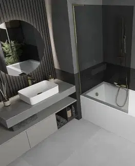 Sprchové dvere MEXEN/S - Next L vaňová zástena FIX 100 x 150, grafit, zlatá 895-100-000-03-40-50