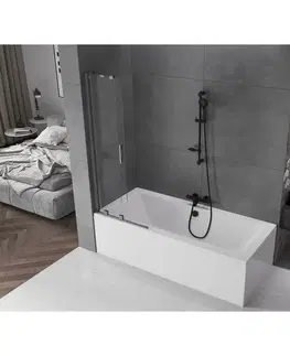 Sprchové dvere MEXEN/S - Velar Dvojkrídlová posuvná vaňová zástena 75 x 150, transparent, šedá kartáčovaná 896-075-000-01-66