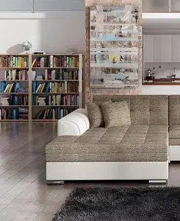 Sedacie súpravy NABBI Salerno L rohová sedačka s rozkladom cappuccino / béžová