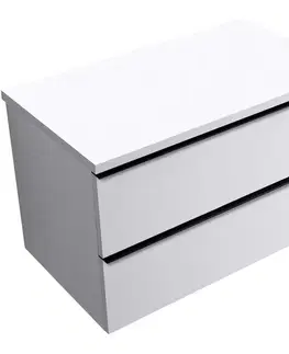 Kúpeľňový nábytok CERANO - Kúpeľňová skrinka Velora - biela matná, úchytka čierna + doska pod umývadlo Navira Pro - 36 mm - 80x56,6x46,5 CER-668519