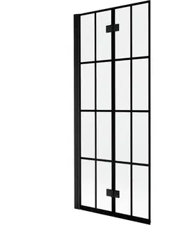 Sprchové dvere MEXEN - MIST vaňová zástena 80x150 cm 6mm 2-s, čierna, dekor, ľavá 8A9-080-002-70-77-L