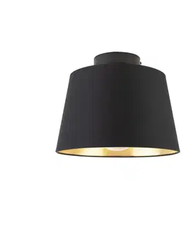 Stropné osvetlenie Stropné svietidlo s tienidlom z bavlny čierne so zlatom 25 cm - Combi Black