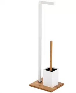 Kúpeľňové doplnky Stojan na WC kefu a  toaletný papier biely 07619 Pure Bisk