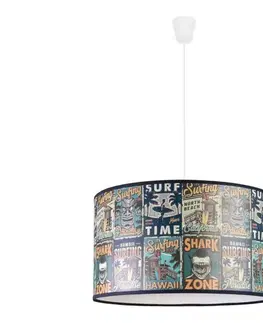 Svietidlá  - Detský luster na lanku PRINT M 1xE27/40W/230V pr. 35 cm plagáty 80931