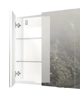 Kúpeľňový nábytok Zrkadlová skrinka Naturel 120x72 cm lamino biela lesklá GALCA1120BL GALCA1120BL