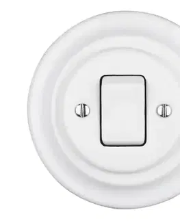 Predlžovacie káble Bohemia-Design - Retro porcelánový jednoduchý vypínač s rámčekom č. 7 biela 12357552