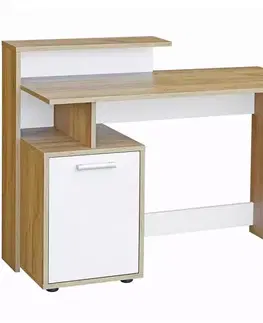 Moderné kancelárske stoly Písací stôl  DSB 01 craft zlatý/biela