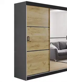 Spálňové šatníkové skrine Skriňa Retro 138 2L grafit/ Dvierka craft