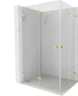 Sprchovacie kúty MEXEN/S - Lunar-F Duo sprchovací kút skladacie dvere 100 x 70, transparent, zlato kefovaná 836-100L-070P-55-00