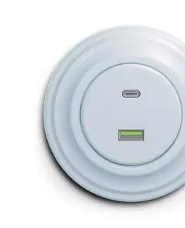 Predlžovacie káble lap - Retro USB zásuvka A+C s rámikom, modrá KA0025+KA0075