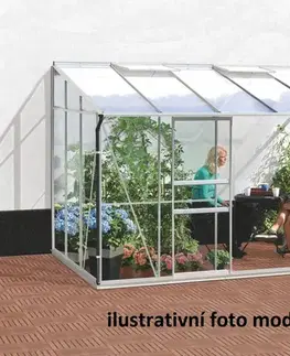 Skleníky Skleník k stene VITAVIA IDA 6500 polykarbonát strieborný Dekorhome