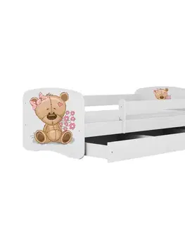 Postele pre dievčatá Detská Posteľ. Babydreams+Sz+M Biela 80x180 Medveď s kvetmi