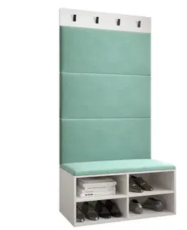Spálňové šatníkové skrine Predsieňový nábytok Miro biela/čierna panel mätový