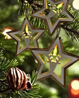 Vianočné dekorácie Solight LED vianočná reťaz hviezdy, 10x LED, 1,5m, 2x AA