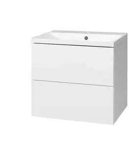 Kúpeľňový nábytok Mereo Aira, kúpeľňová skrinka s umývadlom z liateho mramoru 61 cm, biela CN710M