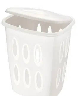 Koše na bielizeň Kinekus Kôš na špinavé prádlo, plastový, 45L, krémový/biely, "Forato" TONTARELLI