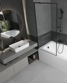 Sprchové dvere MEXEN/S - Vega obdĺžniková vaňa 180 x 80 cm s panelom + vaňová zástena 80, čierna vzor 550118080X9508007070