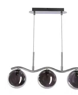 Stropná svetla Závesná lampa LUMOS 3x20W G9 chrómové sklenené tienidlo 14 cm grafitové moderné elegantné svietidlo obývačka jedáleň kuchyňa pôvab