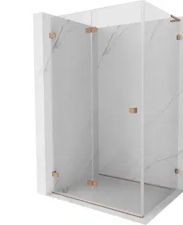 Sprchovacie kúty MEXEN/S - Lunar-F L sprchový kút skladacie dvere ľavá 90 x 80, transparent, meď kartáčovaná 836L-090-080-65-00-L
