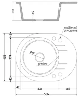 Kuchynské drezy MEXEN/S MEXEN/S - Kevin granitový drez 1 s odkvapkávačom 586 x 458 mm, čierna/strieborný metalik, + čierny sifón 6517581005-73-B