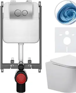 Záchody CERANO - Kompletný WC set Basic/Cesso - biela matná - WC tlačidlo Dualo/Strieborná - na zamurovanie - 49x36 CER-8050BD86161
