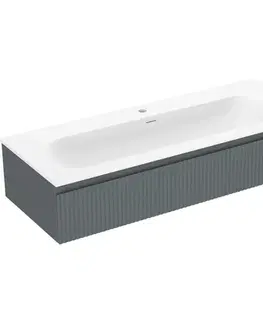 Kúpeľňový nábytok MEXEN/S - Rivel kúpeľňová skrinka 120 cm s umývadlom Vela, 1 šuplík, reliéf, grafit mat/biela mat - 91A20-12023-1-BF66-W23M0 91A20-12023-1-BF66-W23M01