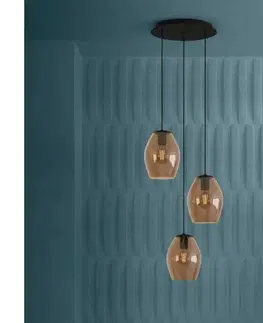 Svietidlá Eglo 390161 - Luster na lanku ESTANYS 3xE27/40W/230V hnedá 390161