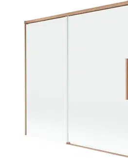 Sprchové dvere MEXEN/S - Rox vaňová zástena 2-krídlová posuvná 160 x 150, transparent, meď kartáčovaná 8C9-160-001-65-00