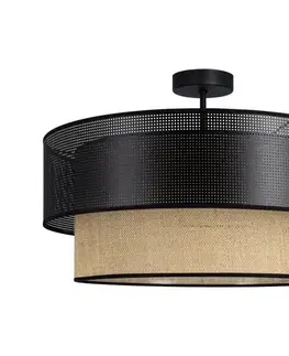 Svietidlá  Prisadený luster BORHO 1xE27/60W/230V priemer 40 cm čierna/juta 0375