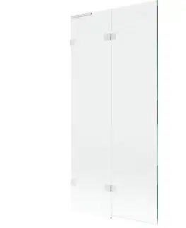 Sprchové dvere MEXEN/S - Lunar L vaňová zástena 2-krídlová ľavá 90 x 150, transparent, biela 897L-090-100-20-00-L