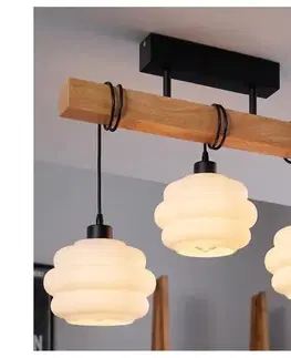 Svietidlá BRILAGI - Prisadený luster WOOD GLASS 3xE27/60W/230V borovica/čierna/biela EG44074+3xNSTK7639
