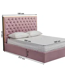 Postele KONDELA Nadia manželská posteľ s roštom 180x200 cm staroružová