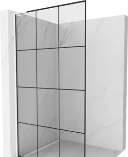 Sprchové dvere MEXEN/S - Kioto L Sprchová zástena WALK-IN 100 x 200, čierny vzor, biela 800-100-103-20-77