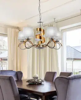 Svietidlá Závesná lampa chróm/zlatá 5xE14 luster Denis