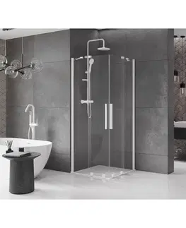 Sprchovacie kúty MEXEN/S - Velar Duo štvorcový sprchovací kút 90 x 90, transparent, biela 871-090-090-02-20