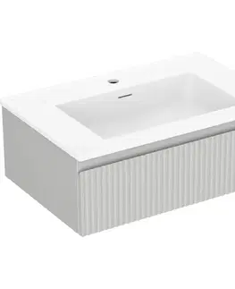 Kúpeľňový nábytok MEXEN/S - Rivel kúpeľňová skrinka 70 cm s umývadlom Otis, 1 šuplík, reliéf, šedá mat/biela mat 91A20-07023-1-BF62-W18M01