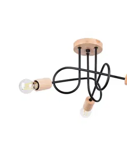 Svietidlá  SL.1477 - Prisadený luster EMBER 3xE27/15W/230V čierna/béžová/buk SL.1477