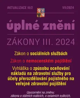 Zákony, zbierky zákonov Aktualizace III/2 / 2024 - o sociálních službách, o nemocenském pojištění