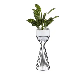 Stojany na kvetiny HowHomely Kovový kvetináč LOFT 56x20 cm čierna/biela HH-ML-09-BW