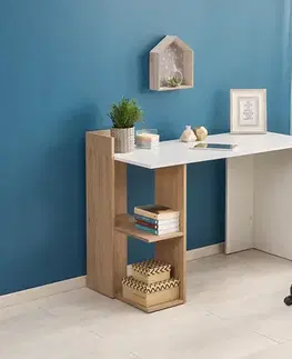 Písacie a pracovné stoly HALMAR Fino písací stôl dub zlatý / biela