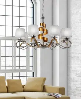 Svietidlá Závesná lampa luster chróm/zlatý 8x40W nastaviteľná Denis