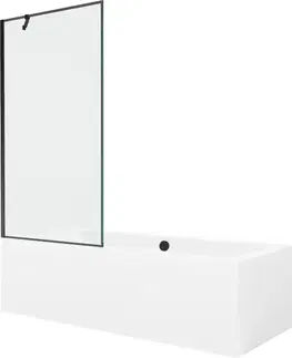 Sprchové dvere MEXEN/S - Cube obdĺžniková vaňa 170 x 80 cm s panelom + vaňová zástena 90, čierna vzor 550517080X9509007070