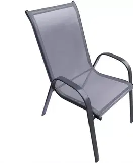 Záhradné kreslá s materiálovým sedadlom Záhradná stolička Berg 2 šedá