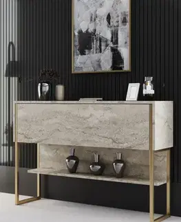 Komody Komoda Luxe - Travertine, Gold