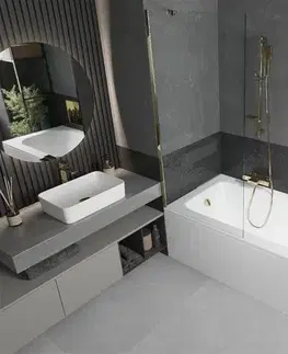 Sprchové dvere MEXEN/S - Vega obdĺžniková vaňa 180 x 80 cm s panelom + vaňová zástena 80, transparent, zlatá 550118080X9508000050