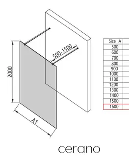 Sprchové dvere CERANO - Sprchová zástena Walk-in Onyx Duo Ľ/P - 8 mm - hranatá vzpera - čierna matná, bronzové sklo - 160x200 CER-687844