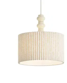 Závesné svietidlá Japandi závesná lampa béžová s ľanovým tienidlom 50cm - Fedde