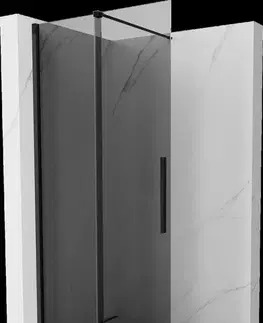 Sprchové dvere MEXEN/S - Velar Sprchová zástena posuvná Walk-in 70 x 200, grafit 8 mm, čierna 871-070-000-43-70