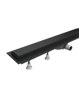 Sprchovacie kúty OMNIRES - LOWFIX lineárny sprchový odtok s pevnou mriežkou, 60 cm čierna /BLH/ LOWFIX60GBL