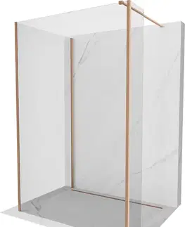 Sprchové dvere MEXEN/S - Kioto Sprchová zástena WALK-IN 125 x 110 x 40, transparent, meď kartáčovaná 800-125-110-221-65-00-040